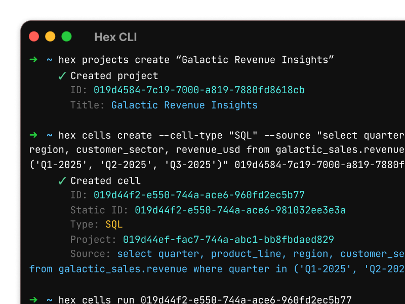 Hex CLI — Control your analytics from the terminal | Hex
